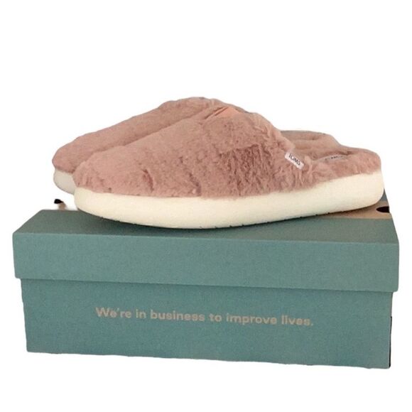 TOMS NEW IN BOX ALPARGATA MALLOW MULE FLUFF SHOE FAUX FUR WOMENS SIZE 8 SLIP ON - Picture 6 of 8